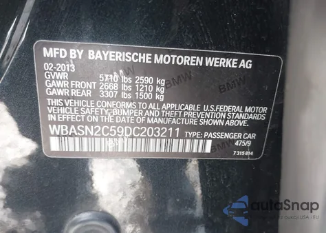 2013 BMW 535I Gran Turismo z USA, uszkodzony, nr VIN WBASN2C59DC203211